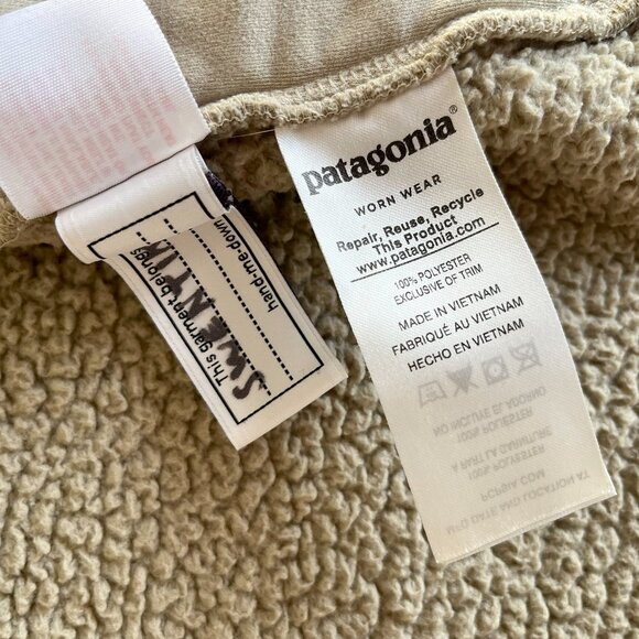 Patagonia cozy tan fleece vest S 7-8 - Picture 8 of 11